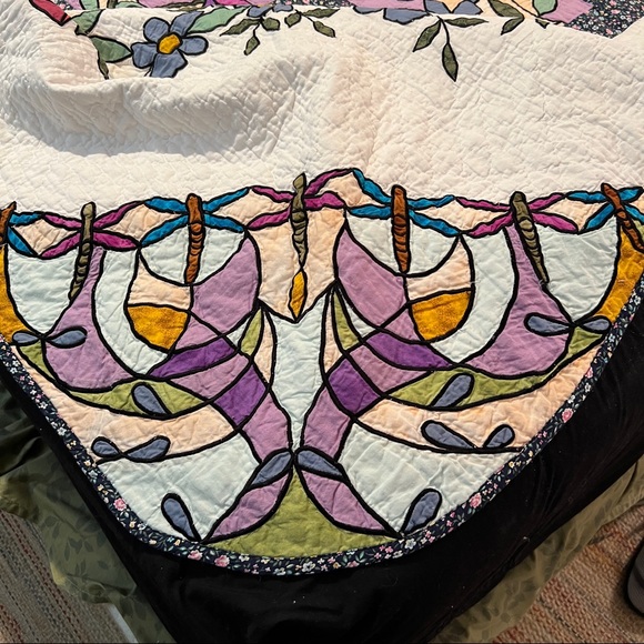Limited Edition Quilt Floral And Dragonfly Stain Glass Window Style King Size - Picture 7 of 16